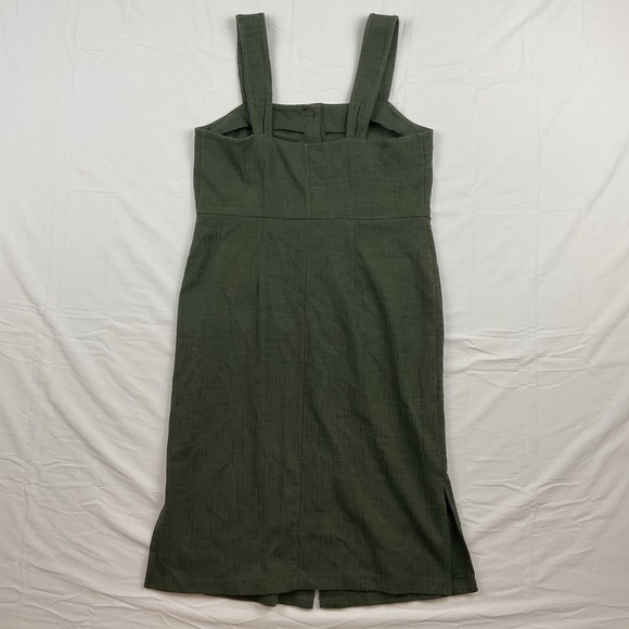 Madewell Texture and Thread Green Button Front Midi Dress Womens Small Casual - Picture 5 of 9